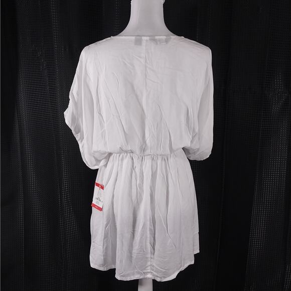 NWT! LANDS' END! SHEER WHITE MODAL DRAWSTRING WAIST MINI DRESS, SHIFT! SZ XS-S - Picture 5 of 12